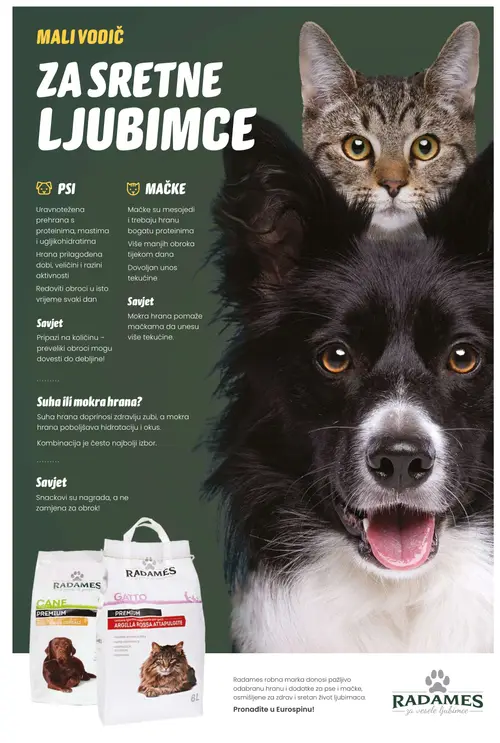 Eurospin katalog — stranica 13: RADAMES CANE PREMIUM PIOLLO, RISO E CEREALI, RADAMES GATTO PREMIUM ARGILLA ROSSA ATTAPULGITE (vrijedi 22. 07. 2026.–28. 07. 2026.)