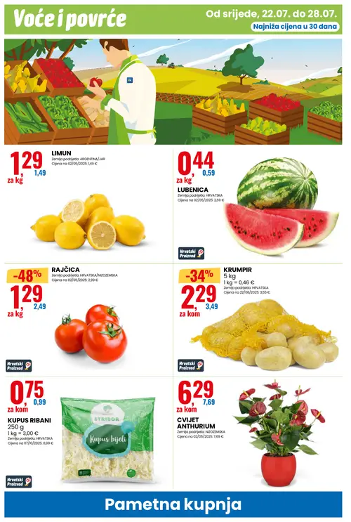 Eurospin katalog — stranica 8: RAJČICA, KRUMPIR, LUBENICA, KUPUS RIBANI 250 g (vrijedi 22. 07. 2026.–28. 07. 2026.)