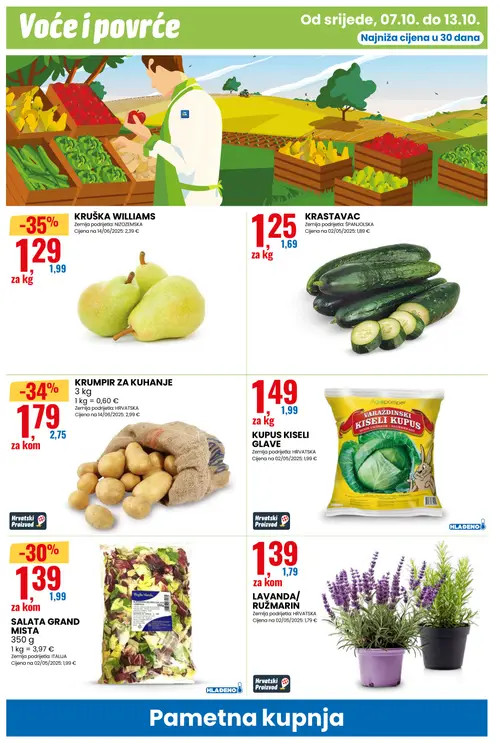 Eurospin katalog — stranica 8: KRUŠKA WILLIAMS, KRUMPIR ZA KUHANJE, SALATA GRAND MISTA, KRASTAVAC (vrijedi 07.10.–13.10.2026.)