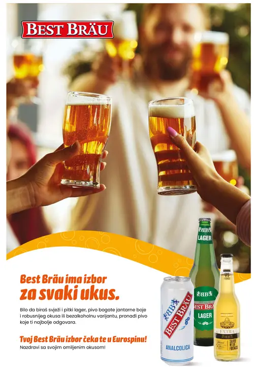 Eurospin katalog — stranica 13: Best Bräu Premium Lager, Best Bräu Extra, Best Bräu Analcolica (vrijedi 16. 09. 2026.–22. 09. 2026.)