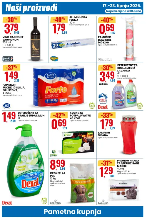 Eurospin katalog — stranica 10: euro garden KOCKE ZA POTPALU VATRE, SISTEMA casa ALUMINIJSKA FOLIJA, FIOR di MAGNOLIA PAMUČNE BLAZINICE, Soft Dream PAPIRNATI RUČNICI 3 SLOJA (vrijedi 17. 06. 2026.–23. 06. 2026.)