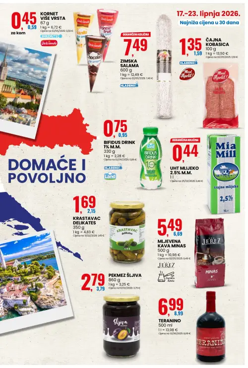 Eurospin katalog — stranica 3: Pekmez šljiva, Dolciando Kornet više vrsta, Teranino, Krastavac delikates (vrijedi 17. 06. 2026.–23. 06. 2026.)