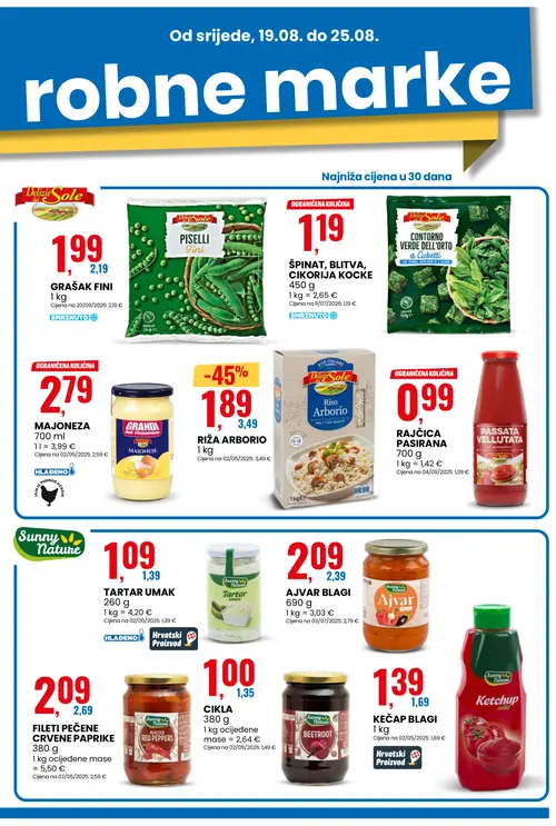 Eurospin katalog — stranica 3: Delizie Sole RIŽA ARBORIO, Sunny Nature CIKLA, Sunny Nature FILETI PEČENE CRVENE PAPRIKE, Sunny Nature TARTAR UMAK (vrijedi 19. 08. 2026.–25. 08. 2026.)