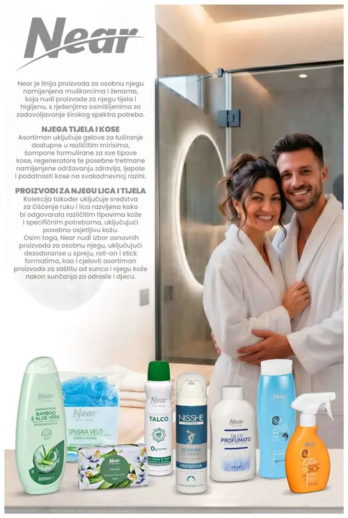Eurospin katalog — stranica 13: Near BAGNO DOCCIA BAMBOO E ALOE VERA RIGENERANTE, Near SPUGNA VELO, Near Near Neroli, Near DEODORANTE TALCO (vrijedi 01. 07. 2026.–07. 07. 2026.)