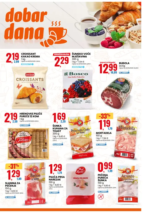 Eurospin katalog — stranica 3: BUĐOLA, La Bottega Del Gusto PEČENA PUREĆA ŠUNKA, Meat Apetit! PILEĆA PRSA NAREZAK, La Bottega Del Gusto SLANINA ZA PEČENJE (vrijedi 26. 08. 2026.–01. 09. 2026.)