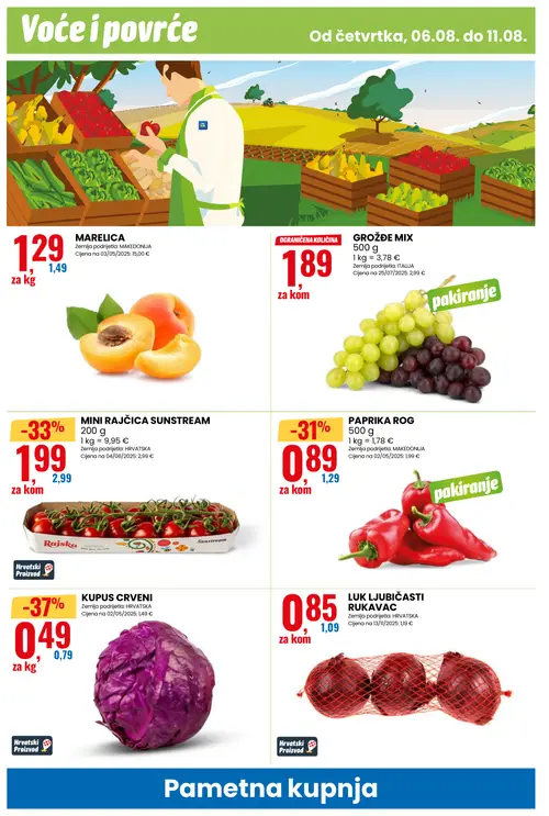 Eurospin katalog — stranica 10: KUPUS CRVENI, GROŽĐE MIX, Sunstream MINI RAJČICA SUNSTREAM, PAPRIKA ROG (vrijedi 06. 08. 2026.–11. 08. 2026.)
