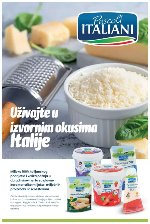 Eurospin katalog — stranica 8: Pascoli Italiani Gorgonzola DOP dolce, Pascoli Italiani Grana Padano DOP grattugiato, Pascoli Italiani Yogurt intero ai frutti di bosco, Pascoli Italiani Parmigiano Reggiano DOP (vrijedi 12. 08. 2026.–18. 08. 2026.)