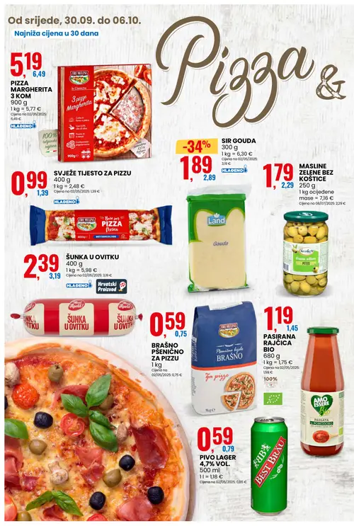 Eurospin katalog — stranica 8: Land SIR GOUDA, BEST BRÄU Pivo LAGER 4,7% VOL., SVJEŽE TIJESTO ZA PIZZU, TRE MULINI BRAŠNO PŠENIČNO ZA PIZZU (vrijedi 30.09.–06.10.2026.)