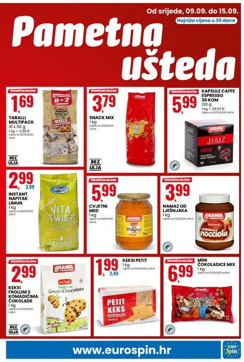 Eurospin katalog — stranica 5: Blues INSTANT NAPITAK LIMUN, GRAN D MINI ČOKOLADICE MIX, KEKSI PETIT, GRAN D KAPSULE CAFFE ESPRESSO (vrijedi 09. 09. 2026.–15. 09. 2026.)