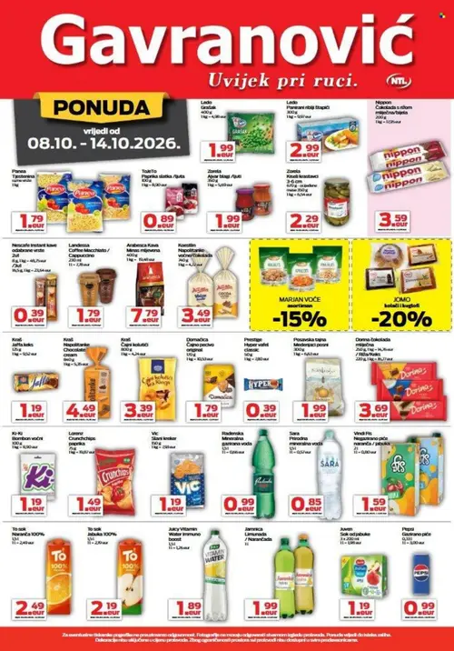 Gavranović katalog — stranica 3: Landessa Coffee Macchiato / Cappuccino, Kraš Jaffa keks, Arabesca Kava Minas mljevena, To sok Naranča 100% (vrijedi 08.10.–14.10.2026.)