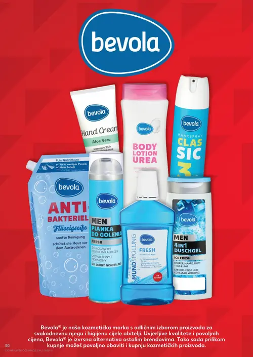 Kaufland katalog — stranica 30: bevoōa Bakteriell Flüssigseife, bevoōa MEN Pianka do golenia Fresh, bevoōa Mundspülung Fresh, bevoōa MEN 4in1 Duschgel Ice Fresh (vrijedi 16. 09. 2026.–22. 09. 2026.)