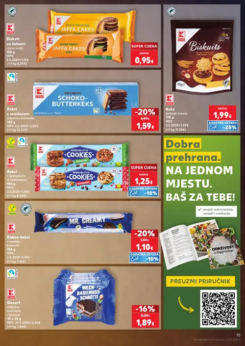 Kaufland katalog — stranica 15: CLASSIC Kakao keksi s vanilija kremom, CLASSIC VOLLMILCH SCHOKO-BUTTERKEKS, CLASSIC MILCH-HASSELNUSS-SCHNITTE, CLASSIC Keksi s lješnjakom (vrijedi 23. 09. 2026.–29. 09. 2026.)