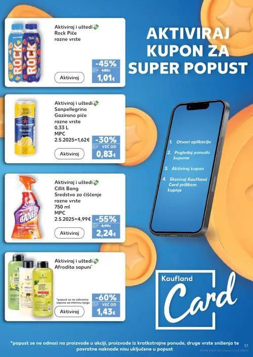 Kaufland katalog — stranica 17: Cillit Bang Sredstvo za čišćenje razne vrste, Sanpellegrino Gazirano piće razne vrste, Rock Piće razne vrste, Afrodita sapuni (vrijedi 23. 09. 2026.–29. 09. 2026.)