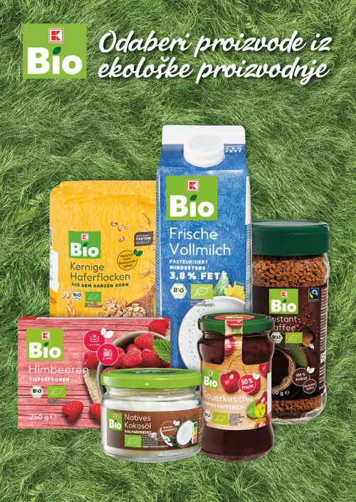 Kaufland katalog — stranica 22: Bio Kornige Haferflocken, Bio Frische Vollmilch 3,8% Fett, Bio Instant-Kaffee, Bio Himbeeren tiefgefroren (vrijedi 23. 09. 2026.–29. 09. 2026.)