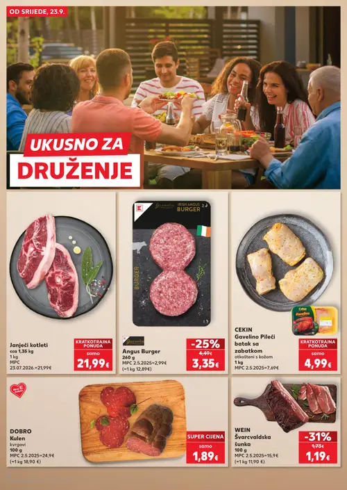 Kaufland katalog — stranica 6: WEIN Švarcvaldjska šunka, K Angus Burger, Janjeći kotleti, Cekin Gavelino Pileći batak sa zabatkom (vrijedi 23. 09. 2026.–29. 09. 2026.)