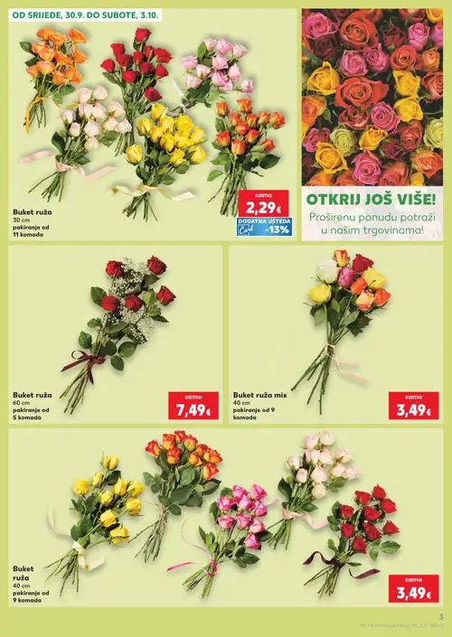 Kaufland katalog — stranica 3: Buket ruža mix, Buket ruža, Buket ruža, Buket ruža (vrijedi 30. 09. 2026.–06. 10. 2026.)
