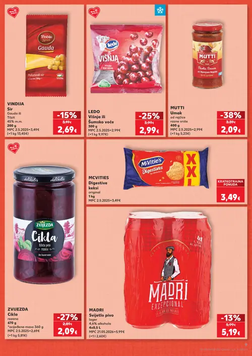 Kaufland katalog — stranica 9: Mutti Umak od rajčice razne vrste, Zvijezda Cikla, Ledo Višnja ili Šumsko voće, Vindija Sir Gauda (vrijedi 30. 09. 2026.–06. 10. 2026.)