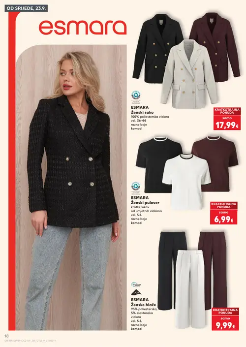 Kaufland katalog — stranica 18: ESMARA Ženski sako, ESMARA Ženski pulover, ESMARA Ženske hlače (vrijedi 23. 09. 2026.–29. 09. 2026.)