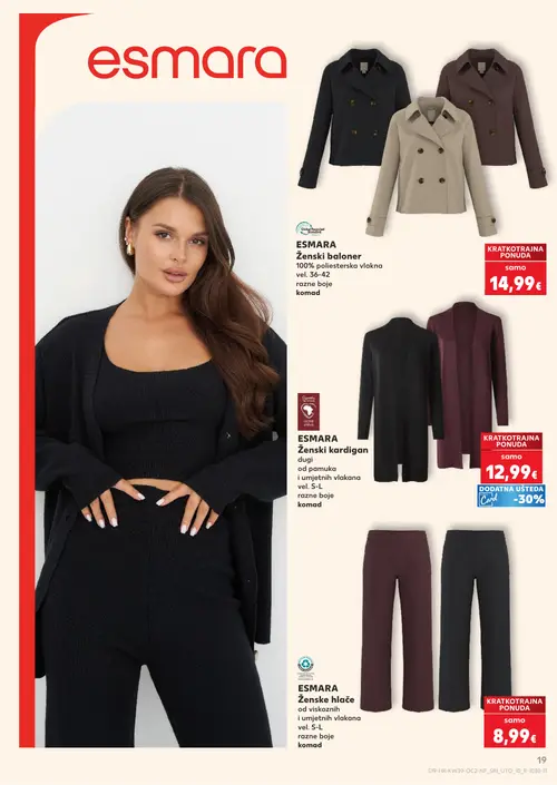 Kaufland katalog — stranica 19: ESMARA Ženski balon, ESMARA Ženski kardigan, ESMARA Ženske hlače (vrijedi 23. 09. 2026.–29. 09. 2026.)