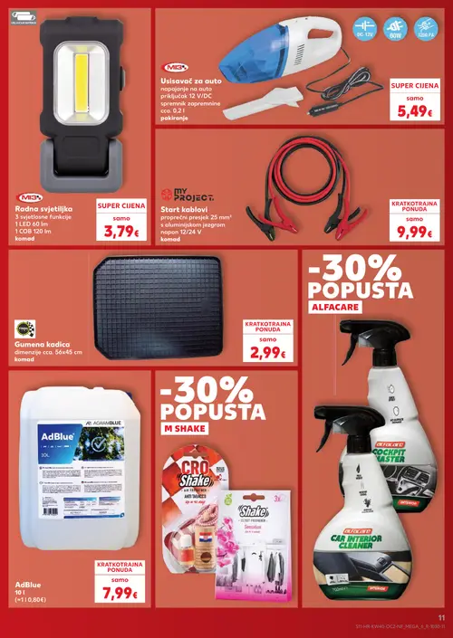 Kaufland katalog — stranica 11: MI3 Usisavač za auto, MI3 Radna svjetiljka, MY PROJECT Start kablovi, Gumena kadica (vrijedi 30. 09. 2026.–06. 10. 2026.)