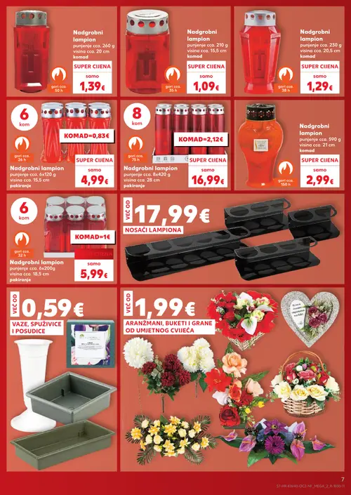 Kaufland katalog — stranica 7: Nadgrobni lampion punjenje cca. 260 g visina cca. 20 cm, Nadgrobni lampion punjenje cca. 210 g visina cca. 15,5 cm, Nadgrobni lampion punjenje cca. 230 g visina cca. 20,5 cm, Nadgrobni lampion (vrijedi 30. 09. 2026.–06. 10. 2026.)