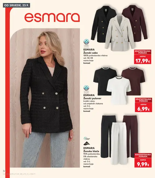 Kaufland katalog — stranica 34: ESMARA Ženski sako, ESMARA Ženski pulover, ESMARA Ženske hlače (vrijedi 23. 09. 2026.–29. 09. 2026.)