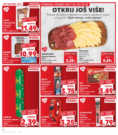 Kaufland katalog — stranica 18: BELJE Baranjska kobasica dimljena (vrijedi 30. 09. 2026.–06. 10. 2026.)