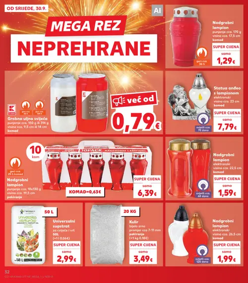 Kaufland katalog — stranica 32: Nadgrobni lampion punjenje cca. 170 g, Nadgrobni lampion, Nadgrobni lampion, Nadgrobni lampion (vrijedi 30. 09. 2026.–06. 10. 2026.)