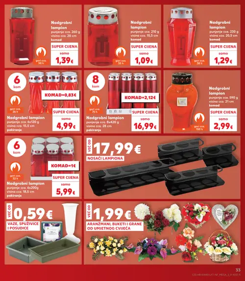 Kaufland katalog — stranica 33: NOSAČI LAMPIONA, Nadgrobni lampion, VAZE, SPUŽVICE I POSUDICE, Nadgrobni lampion (vrijedi 30. 09. 2026.–06. 10. 2026.)