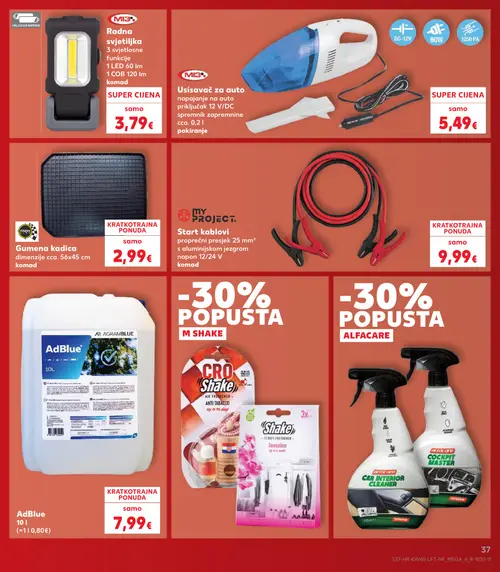 Kaufland katalog — stranica 37: MB3 Radna svjetiljka, MB3 Usisavač za auto, Gumena kadica, MY PROJECT Start kablovi (vrijedi 30. 09. 2026.–06. 10. 2026.)