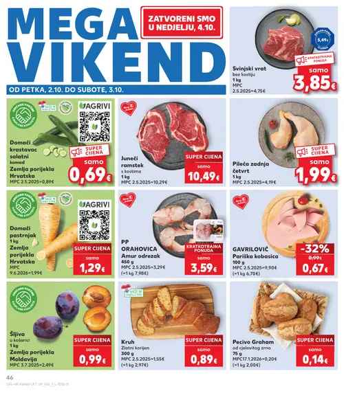 Kaufland katalog — stranica 46: GAVRILOVIĆ Pariška kobasica, Svinjski vrat bez kostiju (vrijedi 30. 09. 2026.–06. 10. 2026.)