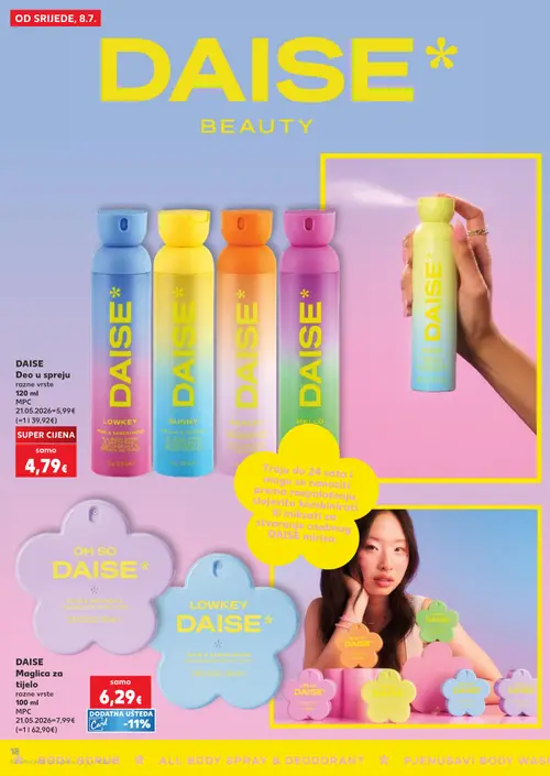 Kaufland katalog — stranica 18: DAISE Maglica za tijelo razne vrste, DAISE Deo u spreju razne vrste (vrijedi 08. 07. 2026.–14. 07. 2026.)