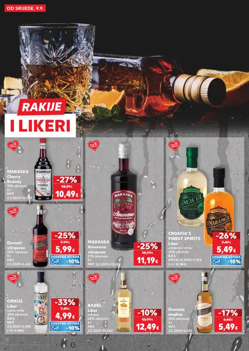 Kaufland katalog — stranica 18: CIRKUS Liker, MARASKA Cherry Brandy, CROATIA'S FINEST SPIRITS Liker, MARASKA Amarena višnjevac (vrijedi 09. 09. 2026.–15. 09. 2026.)