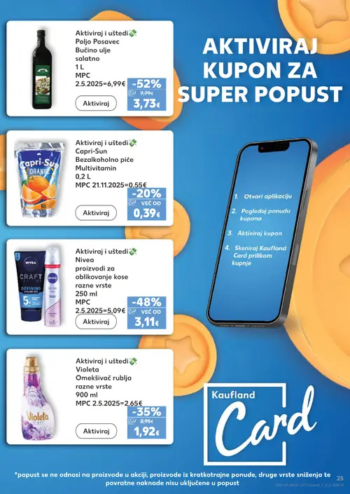 Kaufland katalog — stranica 25: Poljo Posavec Bučino ulje salatno, Nivea proizvodi za oblikovanje kose, Violeta Omekšivač rublja, Capri-Sun Bezalkoholno piće Multivitamin (vrijedi 09. 09. 2026.–15. 09. 2026.)