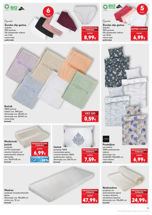 Kaufland katalog — stranica 15: Oyanda Ženske slip gaćice, Oyanda Ženske slip gaćice, Ručnik, Medicinski jastuk (vrijedi 24. 06. 2026.–30. 06. 2026.)