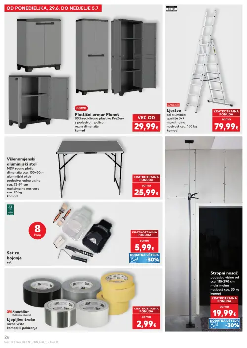 Kaufland katalog — stranica 26: Plastični ormar Planet, BAULICH Ljestve, Višenamjenski aluminijski stol, Set za bojanje (vrijedi 24. 06. 2026.–30. 06. 2026.)