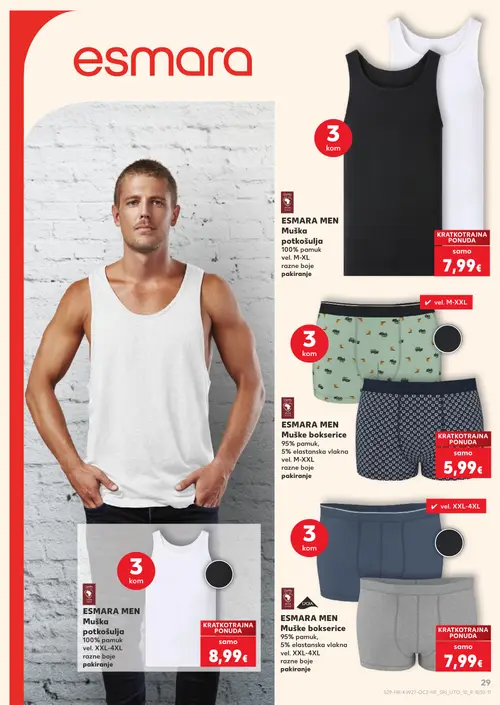 Kaufland katalog — stranica 29: esmara ESMARA MEN Muške potkošulje, esmara ESMARA MEN Muške bokserice, esmara ESMARA MEN Muške potkošulje, esmara ESMARA MEN Muške bokserice (vrijedi 01. 07. 2026.–07. 07. 2026.)
