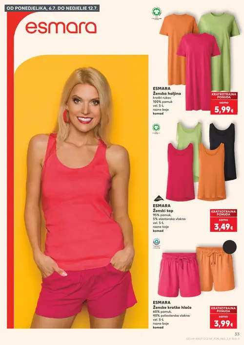 Kaufland katalog — stranica 33: ESMARA ESMARA Ženska haljina, ESMARA ESMARA Ženski top, ESMARA ESMARA Ženske kratke hlače (vrijedi 01. 07. 2026.–07. 07. 2026.)