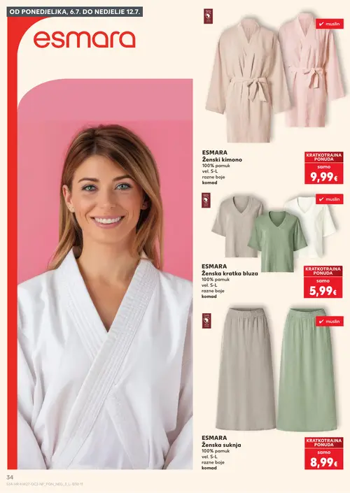 Kaufland katalog — stranica 34: ESMARA ESMARA Ženski kimono, ESMARA ESMARA Ženska kratka bluza, ESMARA ESMARA Ženska suknja (vrijedi 01. 07. 2026.–07. 07. 2026.)