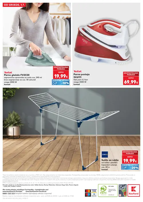 Kaufland katalog — stranica 36: Tefal Parno glačalo FV2C50, Tefal Parna postaja SV6111, casa si Sušilo za rublje od čelika i plastike (vrijedi 01. 07. 2026.–07. 07. 2026.)