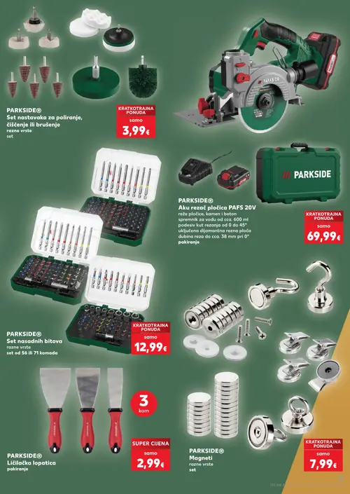 Kaufland katalog — stranica 13: PARKSIDE PARKSIDE® Set nastavaka za poliranje, čišćenje ili brušenje razne vrste, PARKSIDE PARKSIDE® Aku rezač pločica PAFS 20V, PARKSIDE PARKSIDE® Set nasadnih bitova razne vrste, PARKSIDE PARKSIDE® Ličilačka lopatica (vrijedi 08. 07. 2026.–14. 07. 2026.)