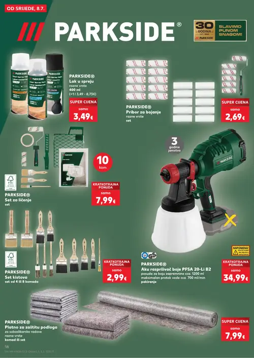 Kaufland katalog — stranica 16: PARKSIDE PARKSIDE® Lak u spreju razne vrste 400 ml, PARKSIDE PARKSIDE® Pribor za bojanje razne vrste set, PARKSIDE PARKSIDE® Set za ličenje set, PARKSIDE PARKSIDE® Set kistova set od 4 ili 8 komada (vrijedi 08. 07. 2026.–14. 07. 2026.)