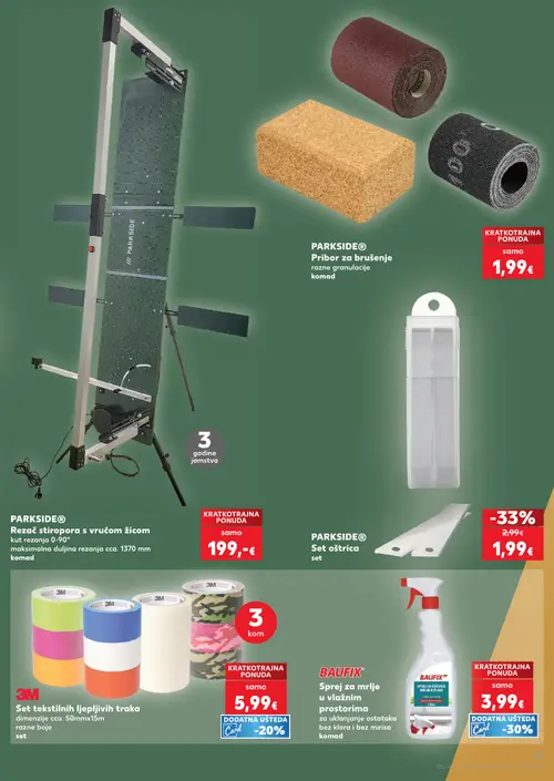 Kaufland katalog — stranica 17: PARKSIDE® Set oštrice, PARKSIDE® Pribor za brušenje razne granulacije, PARKSIDE® Rezač stiropora s vrućom žicom, 3M Set tekstilnih ljepljivih traka (vrijedi 08. 07. 2026.–14. 07. 2026.)