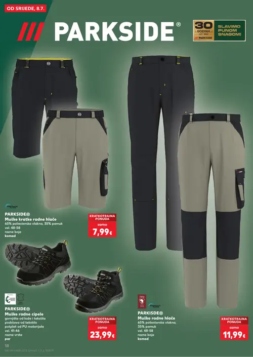 Kaufland katalog — stranica 18: PARKSIDE® Muške kratke radne hlače, PARKSIDE® Muške radne cipele, PARKSIDE® Muške radne hlače (vrijedi 08. 07. 2026.–14. 07. 2026.)