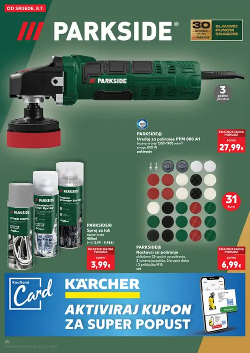 Kaufland katalog — stranica 20: PARKSIDE PARKSIDE® Uređaj za poliranje PPM 800 A1, PARKSIDE PARKSIDE® Sprej za lak, PARKSIDE PARKSIDE® Nastavci za poliranje (vrijedi 08. 07. 2026.–14. 07. 2026.)