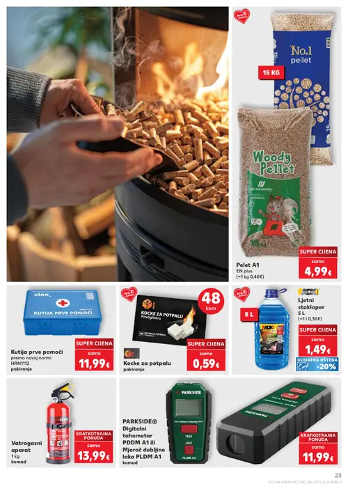 Kaufland katalog — stranica 23: No.1 pellet, ČIAK Kutija prve pomoći, Kocke za potpalu, ADK Ljetni staklomer (vrijedi 08. 07. 2026.–14. 07. 2026.)