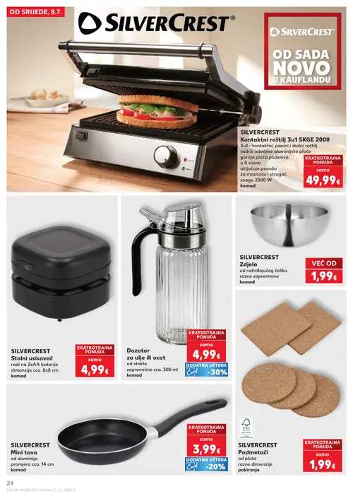 Kaufland katalog — stranica 24: SILVERCREST Podmetači, SILVERCREST Kontaktni roštilj 3u1 SKGE 2000, SILVERCREST Stolni usisavač, Dozator za ulje ili ocat (vrijedi 08. 07. 2026.–14. 07. 2026.)