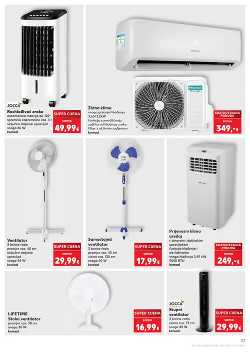 Kaufland katalog — stranica 37: JOCCA Rashlađivač zraka, Zidna klima, Ventilator, Vingo Samostojeći ventilator (vrijedi 08. 07. 2026.–14. 07. 2026.)