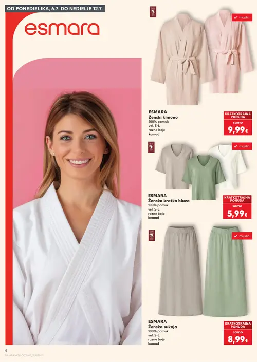 Kaufland katalog — stranica 4: ESMARA ESMARA Ženski kimono, ESMARA ESMARA Ženska kratka bluza, ESMARA ESMARA Ženska suknja (vrijedi 08. 07. 2026.–14. 07. 2026.)