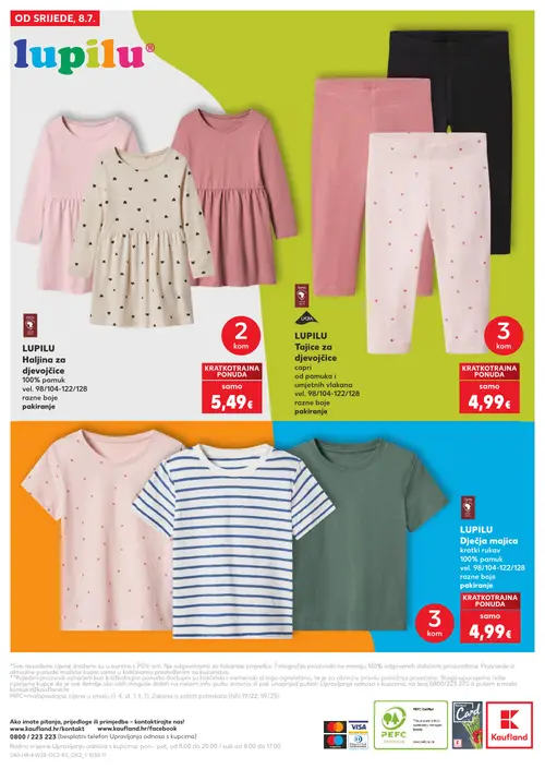 Kaufland katalog — stranica 40: LUPILU LUPILU Haljina za djevojčice, LUPILU LUPILU Tajice za djevojčice, LUPILU LUPILU Dječja majica kratki rukav (vrijedi 08. 07. 2026.–14. 07. 2026.)